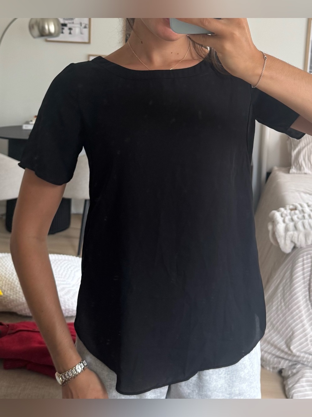 Banana Republic Black Short Sleeve Crewneck Top